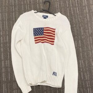 Polo by Ralph Lauren Women's Cream Sweater with Flag Design